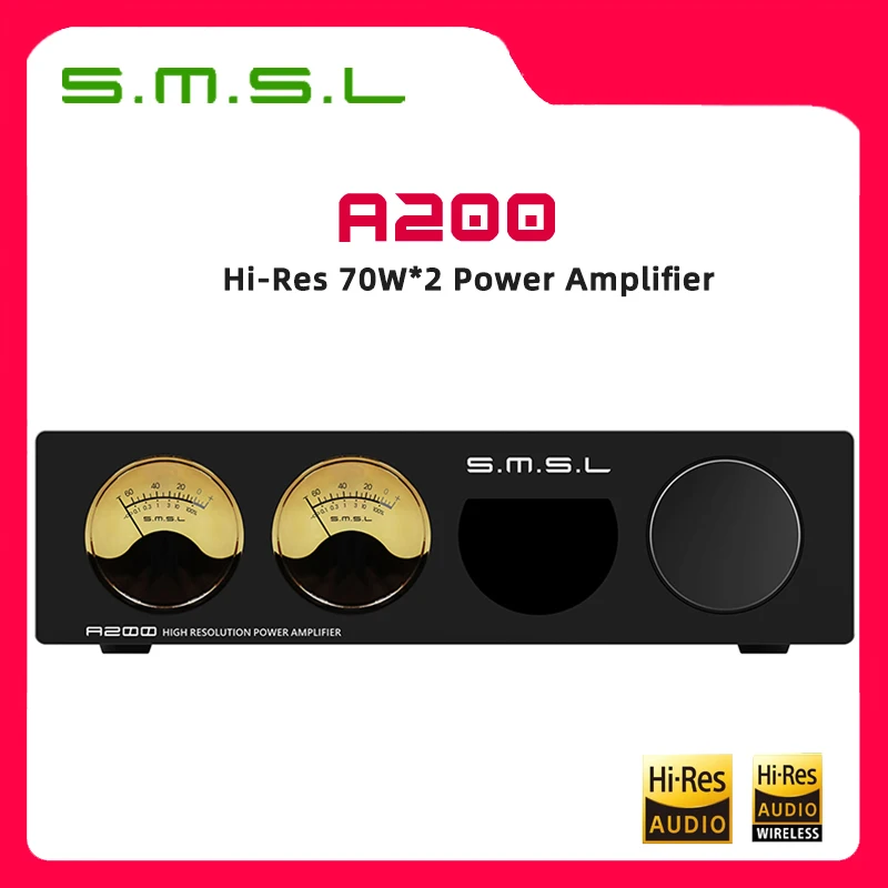 SMSL A200 high resolution power amplifier USB HDMI OPTICAL COAXIAL Bluetooth5.0 70w 100w Dual track