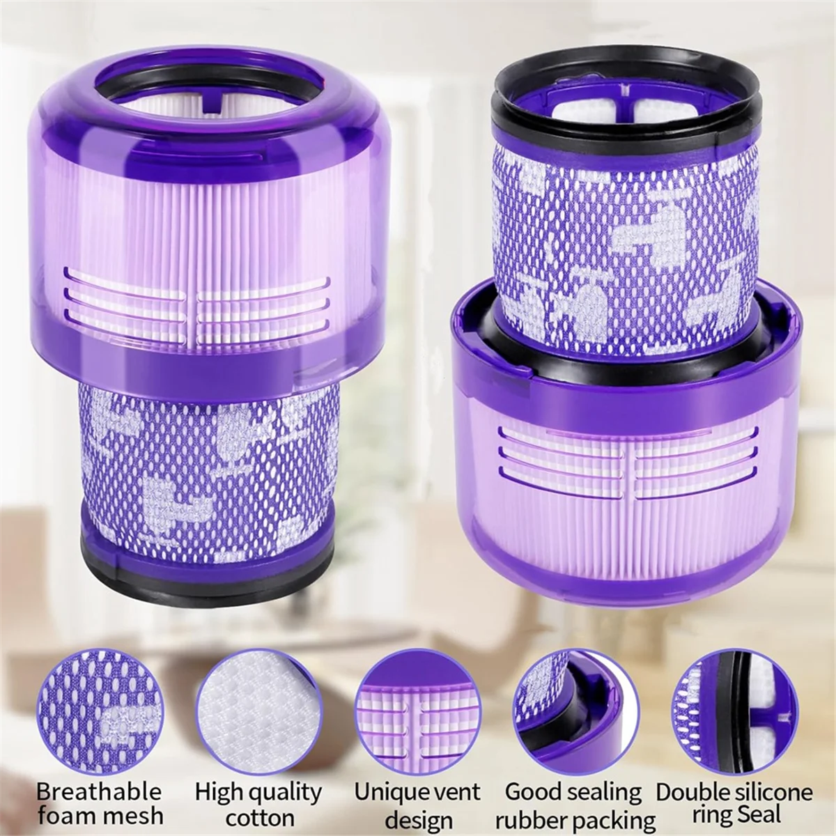 FNJK-ตัวกรองสูญญากาศสําหรับ Dyson V11 V15 SV14, SV17, SV22, ล้างทําความสะอาดได้และนํากลับมาใช้ใหม่ได้, Dy- 970013 -02 & 97001302 , การเปลี่ยนไส้กรอง