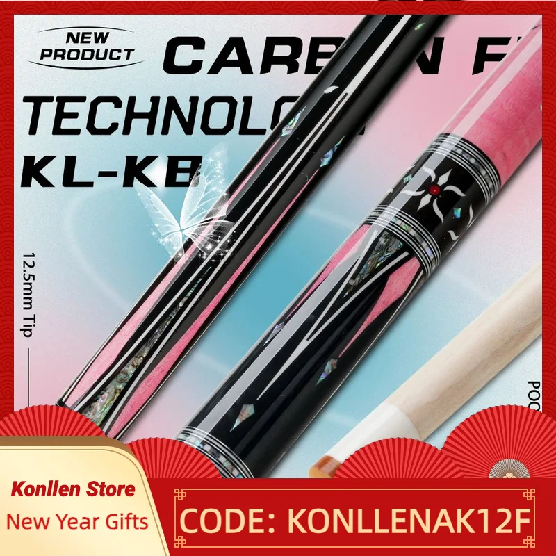 

KONLLEN Butterfly Love Cues, KL-KB, 12.5mm Hardrock Maple Shaft Contains Carbon Tube Stick, Handmade Inlay Production Billiard