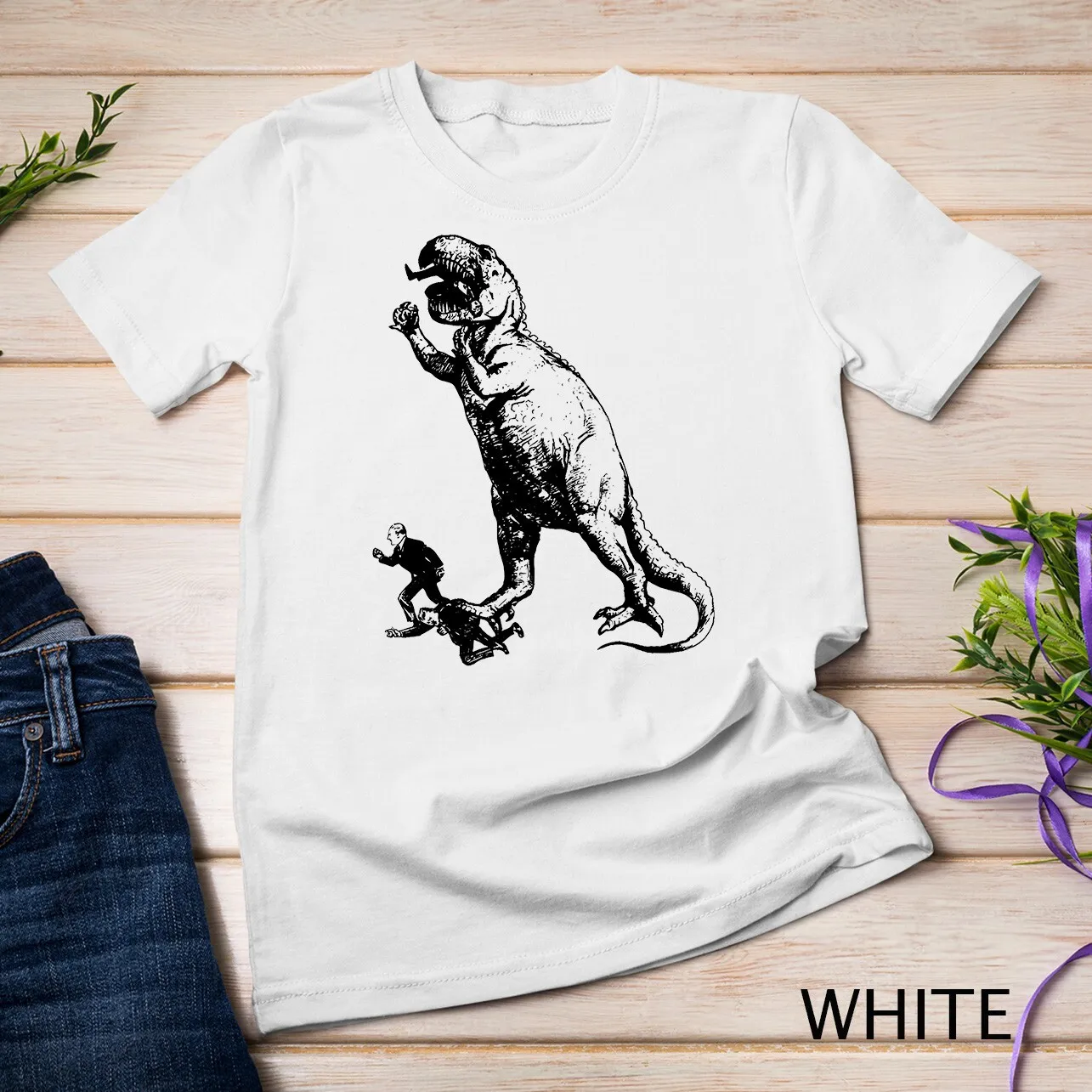 T-shirt unisexe dinosaure TRex Tyrannosaurus ManEater Eating Politicians