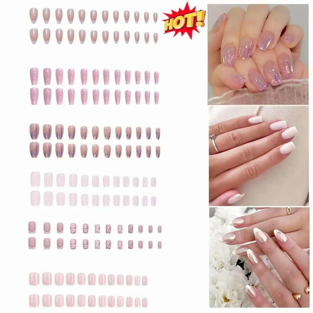 

24pcs/Box Matte Coffin Press on Nail Full Cover False Nails Mixed Size Solid Color Extension Oval Capsule Almond DIY Accessories