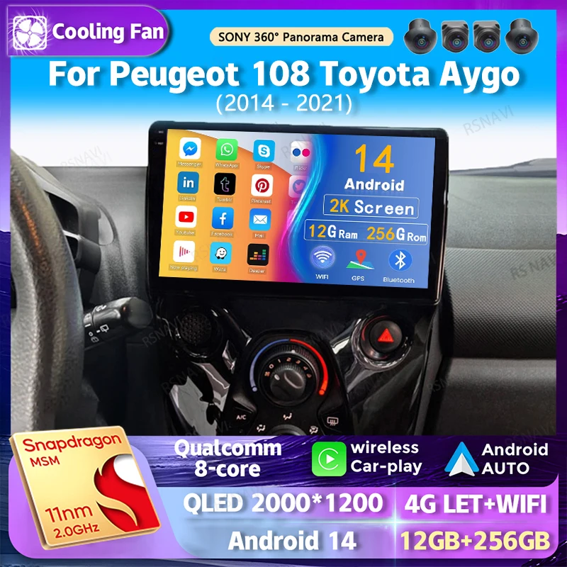 

Android 14 Carplay Car Radio For Peugeot 108 Toyota Aygo B40 2014 - 2021 Navigation Multimedia GPS Player Stereo WiFi+4G DVD BT