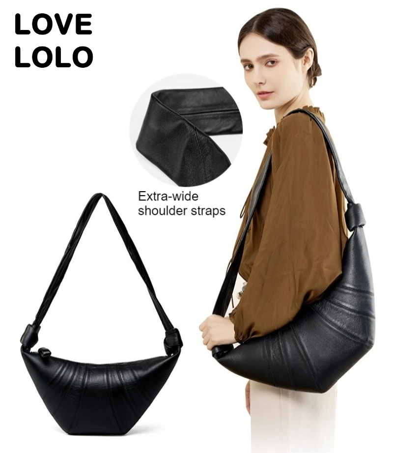 

Сумка-круассан из 100% овчины с верхним зерном, ленивый шик, кошелек-бродяга, стеганая сумка через плечо для женщин, дизайнерская популярная мягкая нагрудная сумка 2025