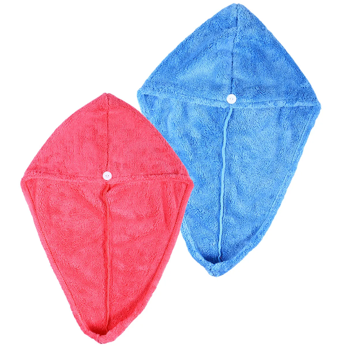 

2Pcs Coral Fleece Hair Dry Wrap Ultra Absorbent Hair Drying Turban Quick Dry Towel for Bath Shower Makeup Rose Red Blue