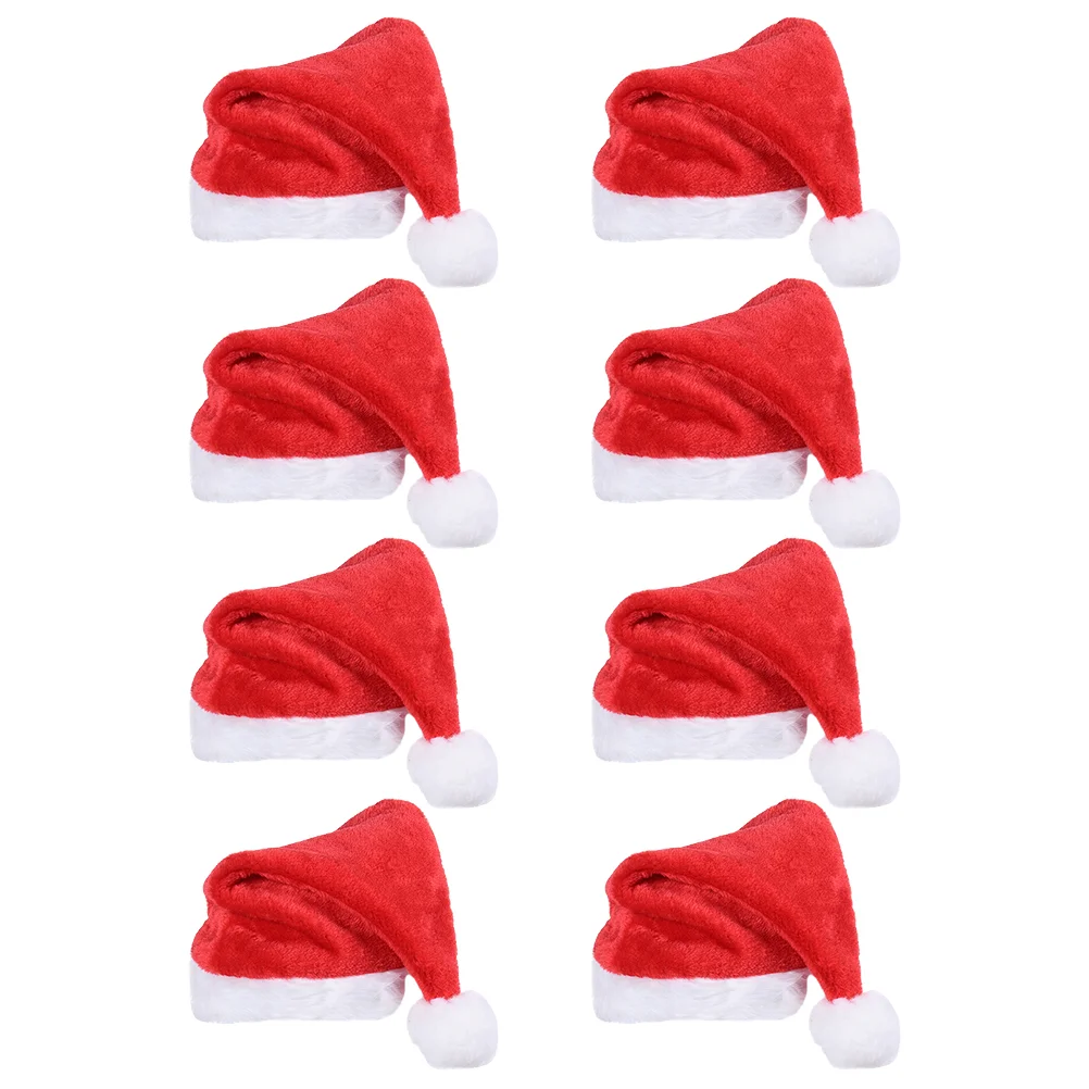 

8 Pcs Santa Hat Christmas Costume Props Adults Hats Holiday Event Red Decorations Child