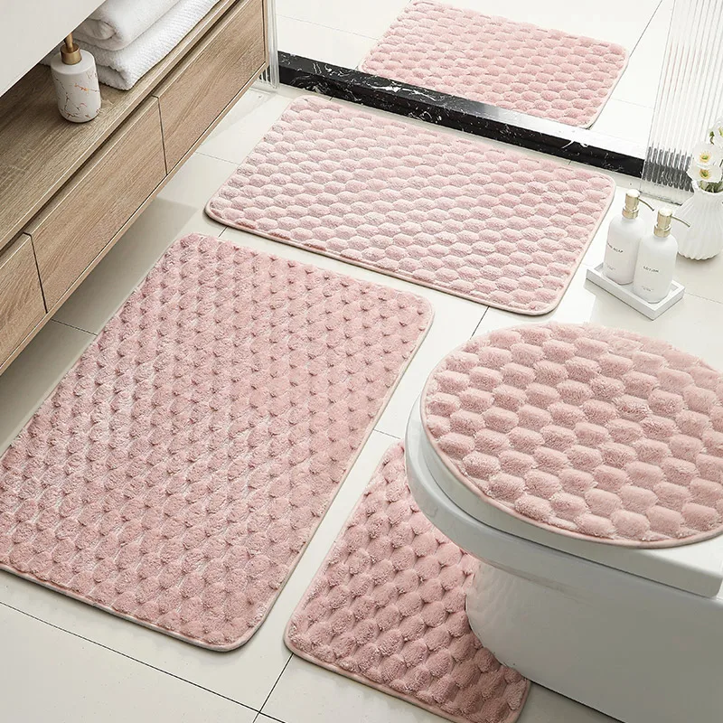 

5Pcs Simple Style Bathroom Items For Home U-Shaped Toilet Floor Mat Absorbent Rugs Door Mat Anti Slip Mat Closestool Cover Mat