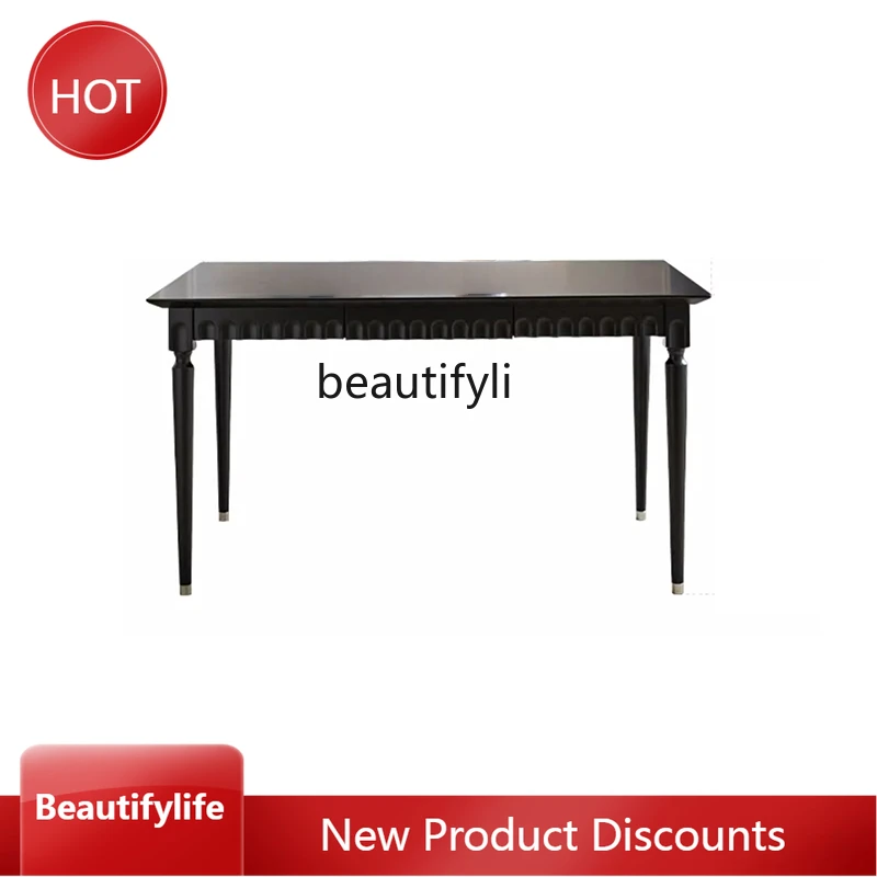 

French Retro Solid Wood Dining Tables and Chairs Set Simple Home Large and Small Apartment Type American Rectangular Rice Table