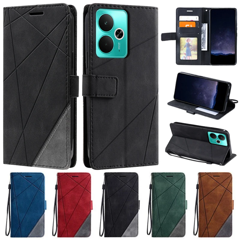 ل Coque Realme 14 5G غطاء فاخر محفظة قلابة حافظة جلدية على Fundas Realme 14 RMX5070 Realme14 14T 5G RMX5078 الحالات الهاتف