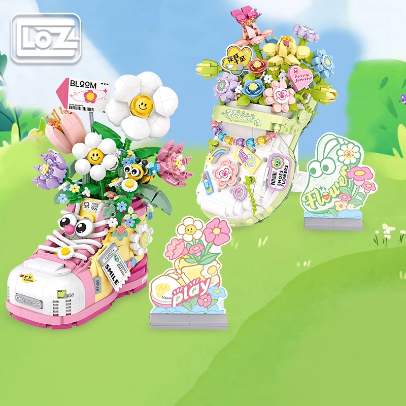 Loz/Loz Flower Embroidery Shoes Series Building Blocks Flower Hole Shoes Puzzle Assembly Model Flower Flower Big Head Shoes