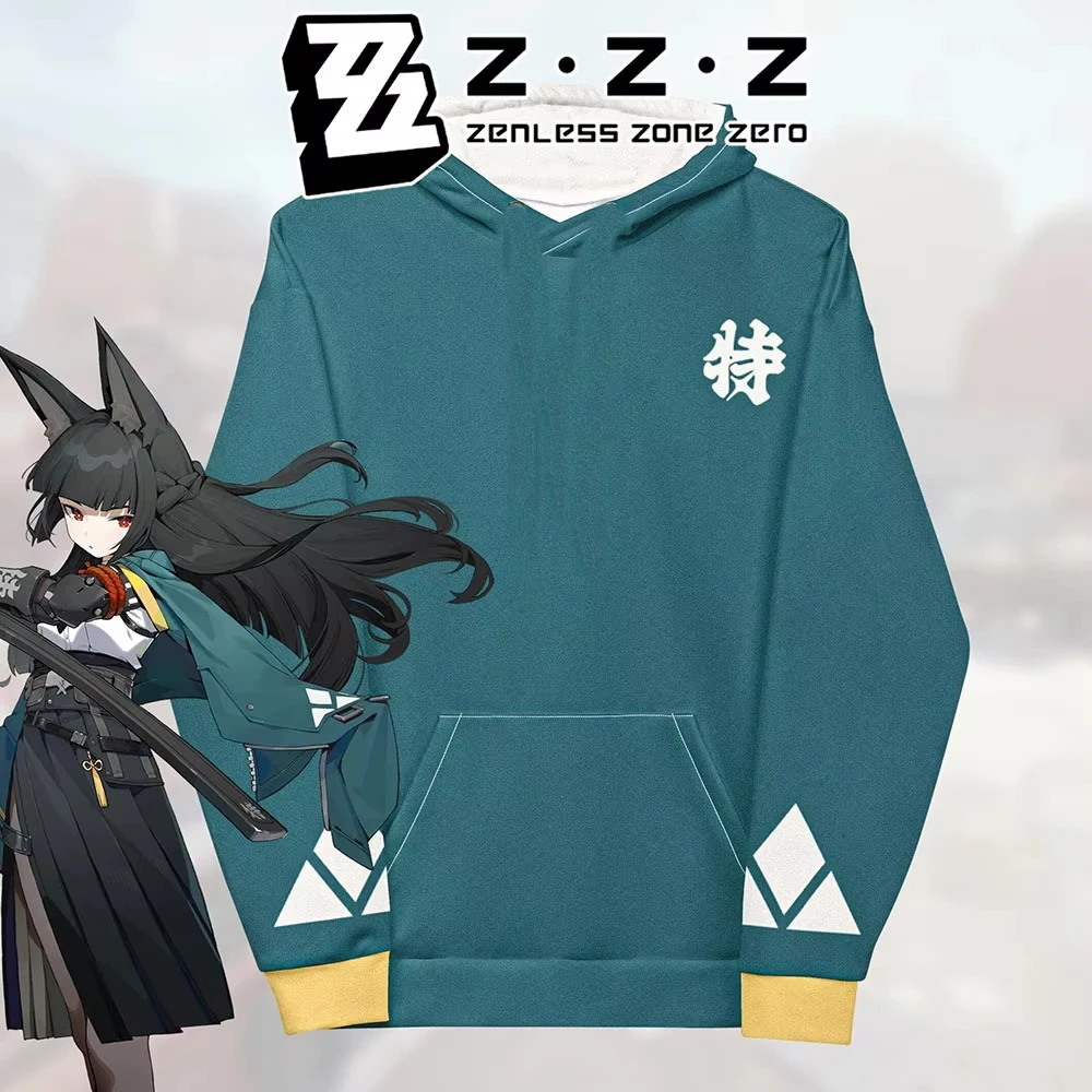 2026 Hot Sale Zenless Zone Zero Miyabi Pattern Oversized Hoodie Long Sleeve Vertical Kanji Pink Fall Winter Street Sweatshirt