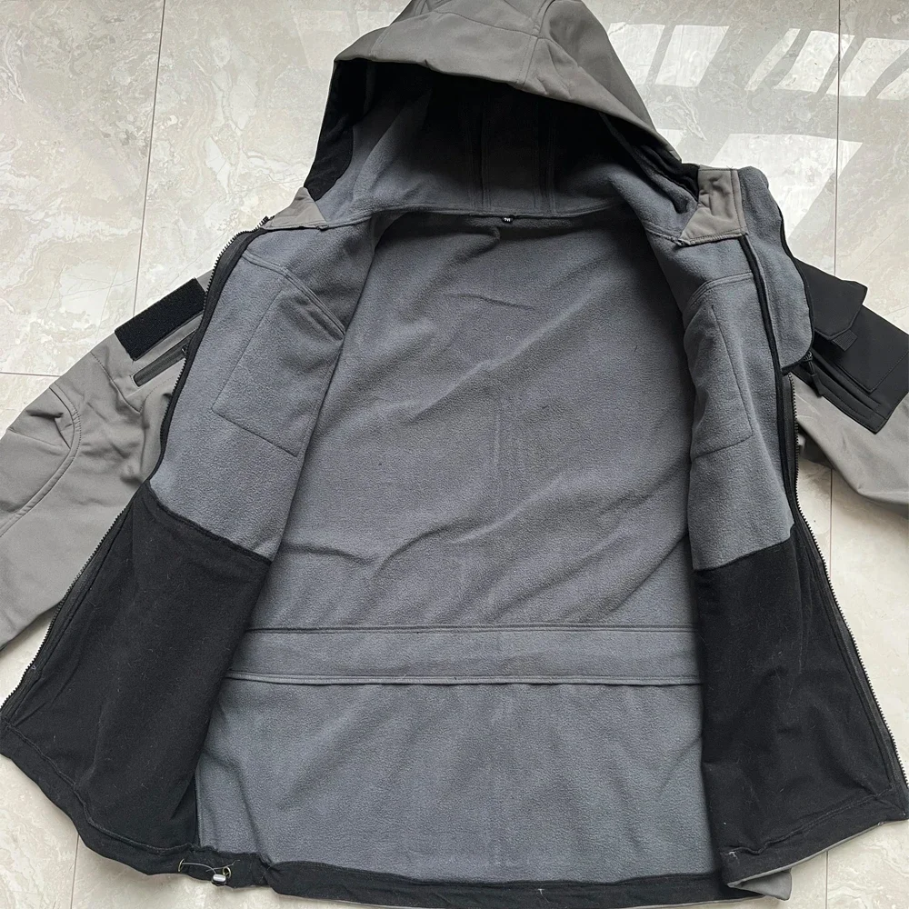 Tactical Jackets Men Military Outdoor Waterproof Hood Windbreaker Work Wear Soft Shell Multi-pockets Hunting Motorcy Tops Winter