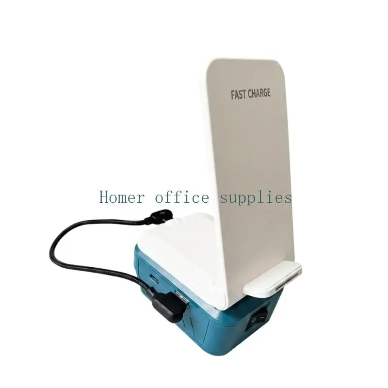 K43B Portable Wireless Battery Charging Adapter Stand with Foldable Charging Panel USB Port for BL1845, BL1860 Battery for