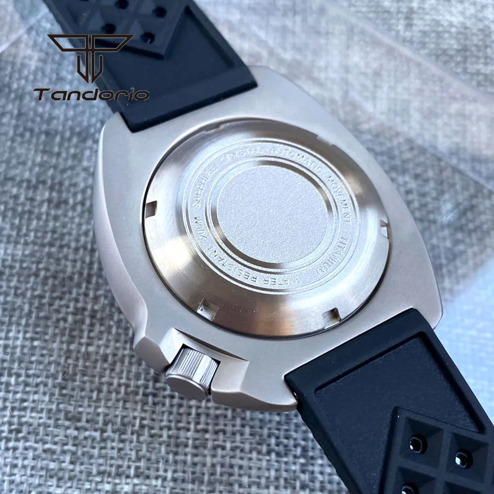 Tandorio Titanium NH35A 44mm 20Bar Light Weight Automatic Dive Watch for Men Sapphire Crystal Ceramic Bezel Date Rubber Strap