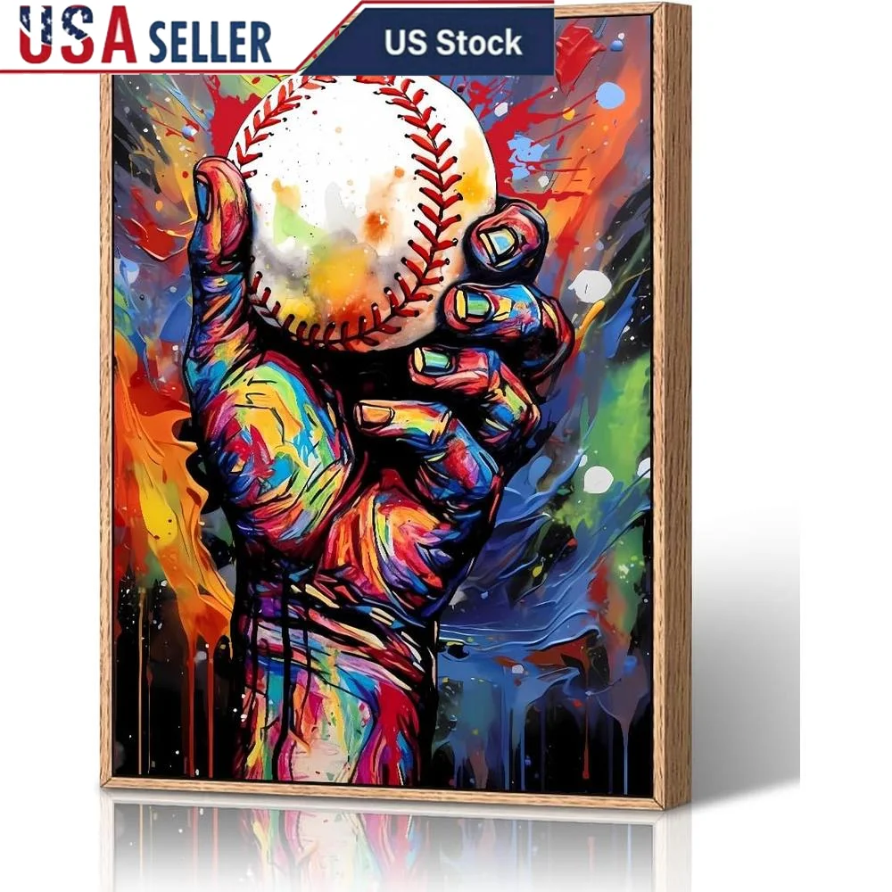 

Vintage Baseball Canvas Wall Art Inspirational Sports Poster Unique Gift Boys Room Retro Decor Kids Playroom