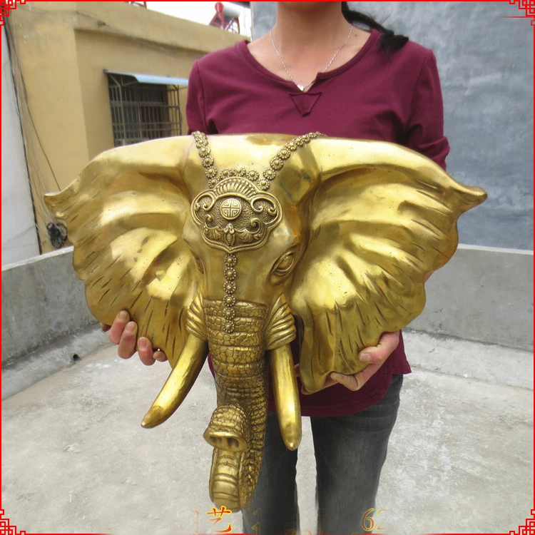 

55CM large HOME OFFICE Porch lobby efficacious Mascot thriving business copper Auspicious fortune Elephant FENG SHUI statue
