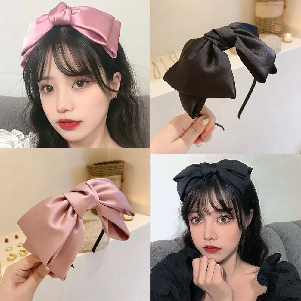 Thick Hair Bow Knot Headband Trendy Hair Accessories Top Knot Ribbon Headband French Style Sweet Headwear Party Decoration