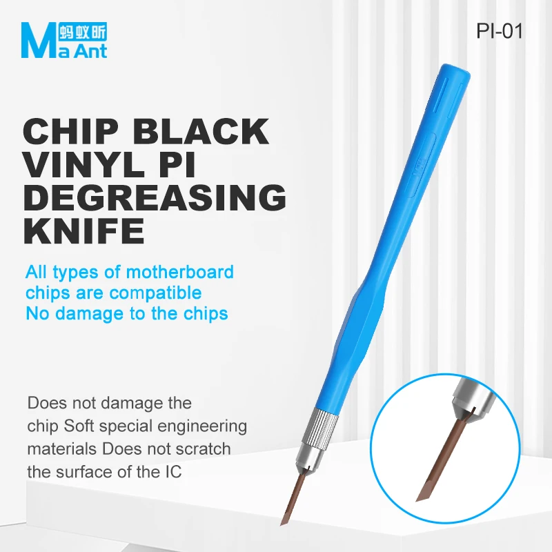 MaAnt PI-01 Degumming Knife, For Phone Motherboard CPU IC Chip Black Glue Cleaning, Replaceable Blade, Non-damaging to Pads