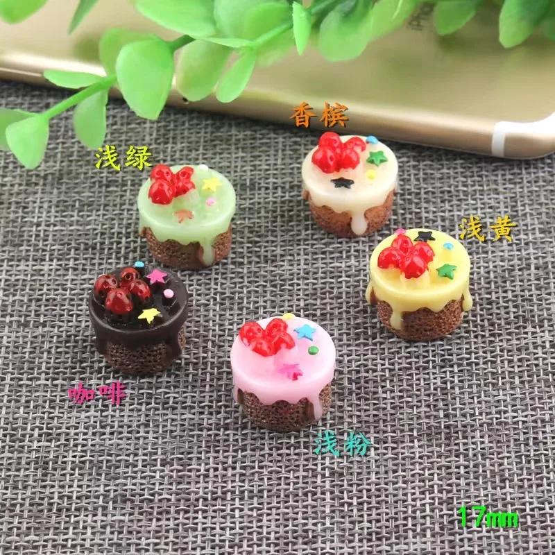 10pcs 17mm Handmade Diy Resin Cream Cake Cupcake Charms Kawaii Cabochon Sticker Simulated Fake Food Craft Decoration Jewelry