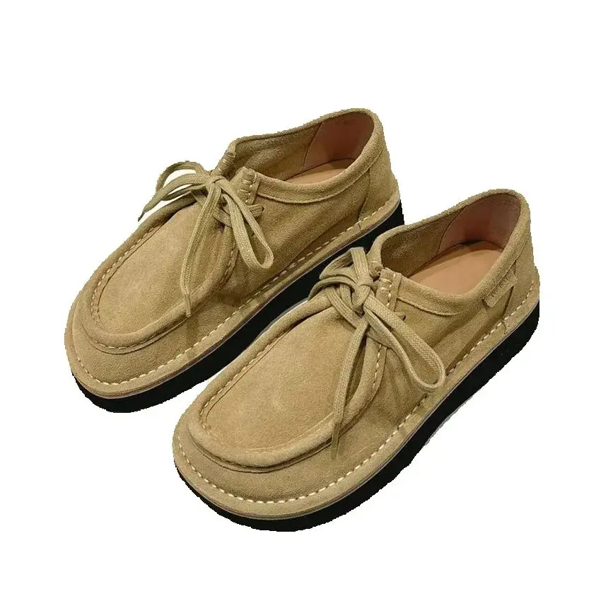 

Женские туфли на плоской подошве со шнуровкой и круглым носком, весна-осень 2022, удобная повседневная обувь из натуральной кожи для пар Mujer