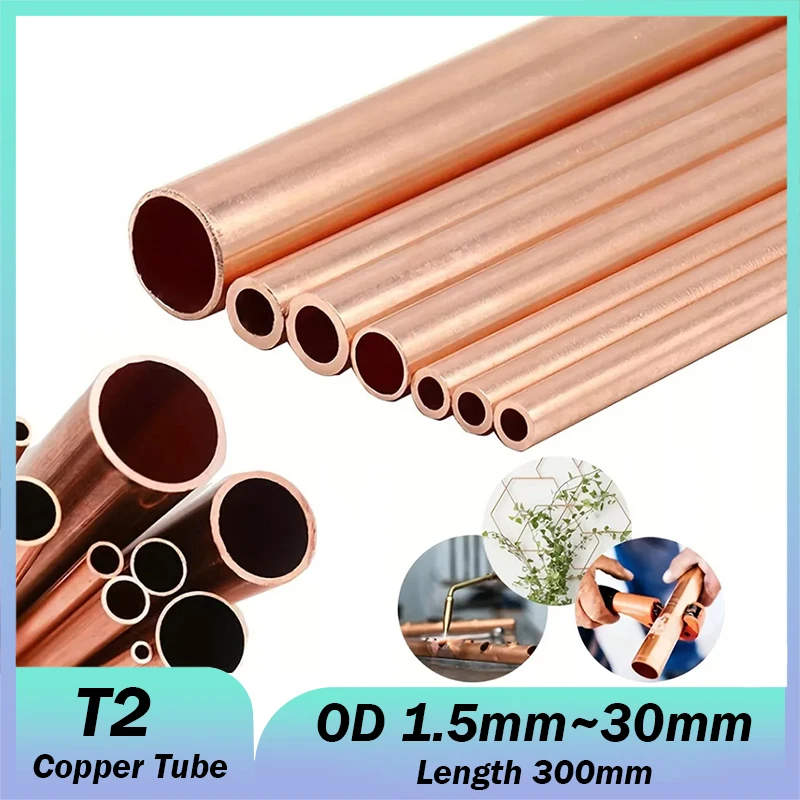 

1/3 шт. T2 медная труба, наружный диаметр 1,5 мм ~ 30 мм, толщина стенки 0,2/0,25/0,5/1,5/1/2 мм, длина 300 мм, полая прямая круглая трубка