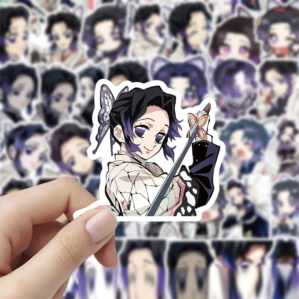 10/30/60pcs Cute Demon Slayer Kochou Shinobu Anime Stickers DIY Stationery Phone Case Laptop Kawaii Graffiti Sticker Toys