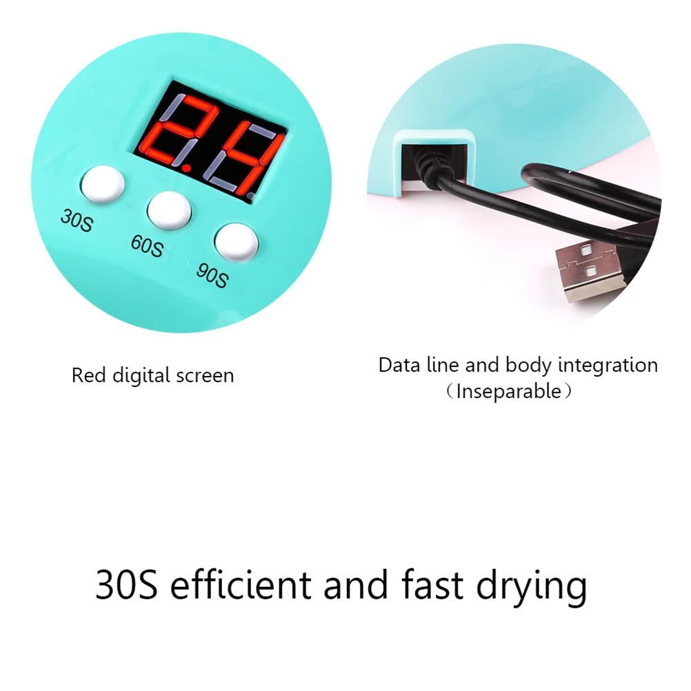 

12 LED 36W Nail Gel Polish Curing Machine Drying Lamp Timer Display Manicure Tool Nail Dryer Pink