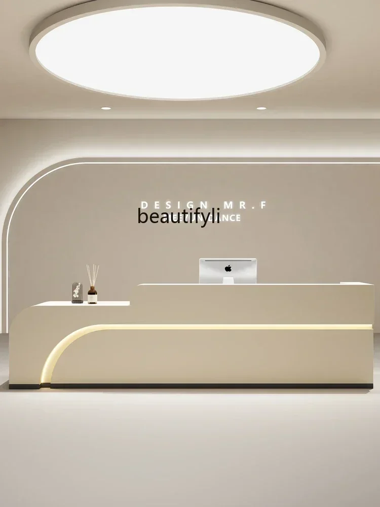 G8578 Simple checkout page paint curved clothing store beauty salon front desk company reception desk