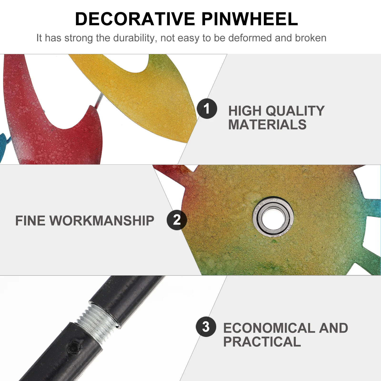 

1Pcs High Class Material Windmill Decor Rotating Garden Adornment Strong Durability Easy Setup Iron Windmill Decorative Pinwheel