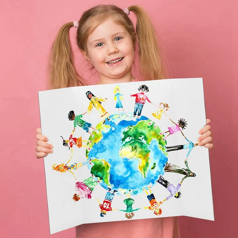 Pequeno Trifold Poster Board Branco, Vem com acessórios pegajosos, Apresentação ondulada, 21.5X14 polegadas, 4 pcs