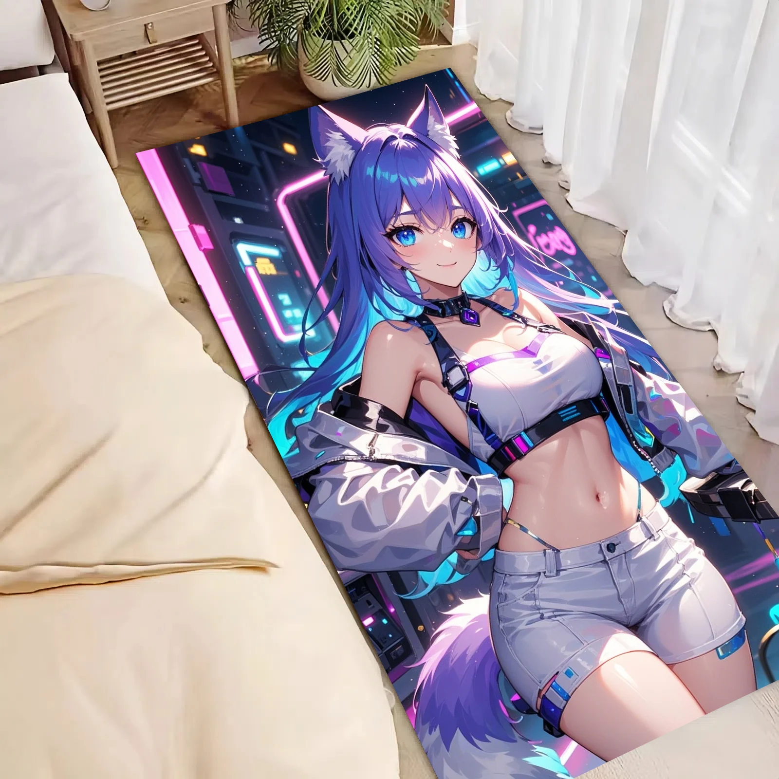 Custom Entrance Doormat Two-dimensional Anime Beautiful Girl Entrance Mat Personalized Bedroom Bedside Floor Mat  Room Decor