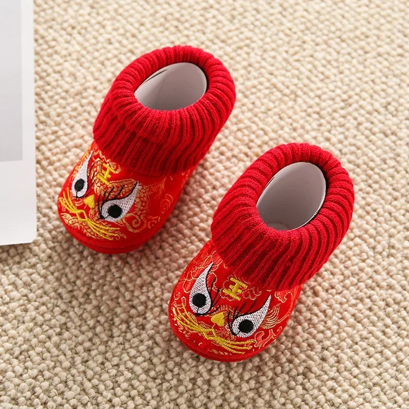 2024 Winter New Kawaii Baby Cartoon Tiger Embroidery Girl Boy Shoes Toddler Soft Soled First Walkers Baby Casual Sneakers Shoes