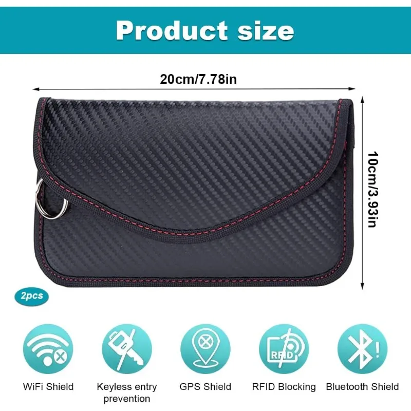 1PCS Blocking Faraday Case For Car Key Cell Phone Car Keys Remote Control Shielding Bag Anti-Radiation Signal Shielding Pouch