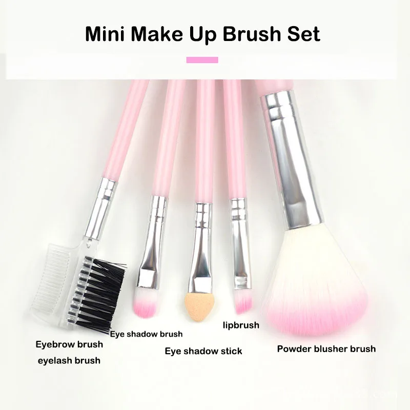 5Pcs Set di trucco portatile strumento cosmetico ombretto fondotinta Blush donne Protable Travel Beauty Make Up Brush Maquiagem