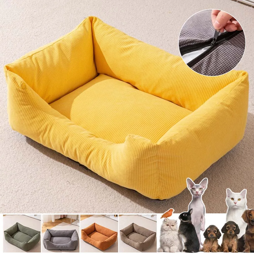 Thickened Pet Mattress Dog Bed Warm Corduroy Cat Nest with Cover Puppy Sleeping Cushion for Small Dogs Kitten Cuscino Per Cani