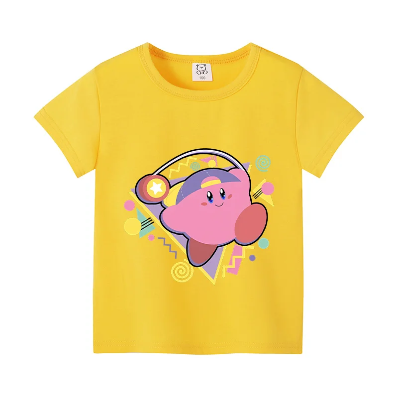 Kirby letnie topy z krótkim rękawem kolorowa koszula O-neck okrągła koszulka bawełniana kolorowa koszulka z nadrukiem kreskówki odzież odzież codzienna