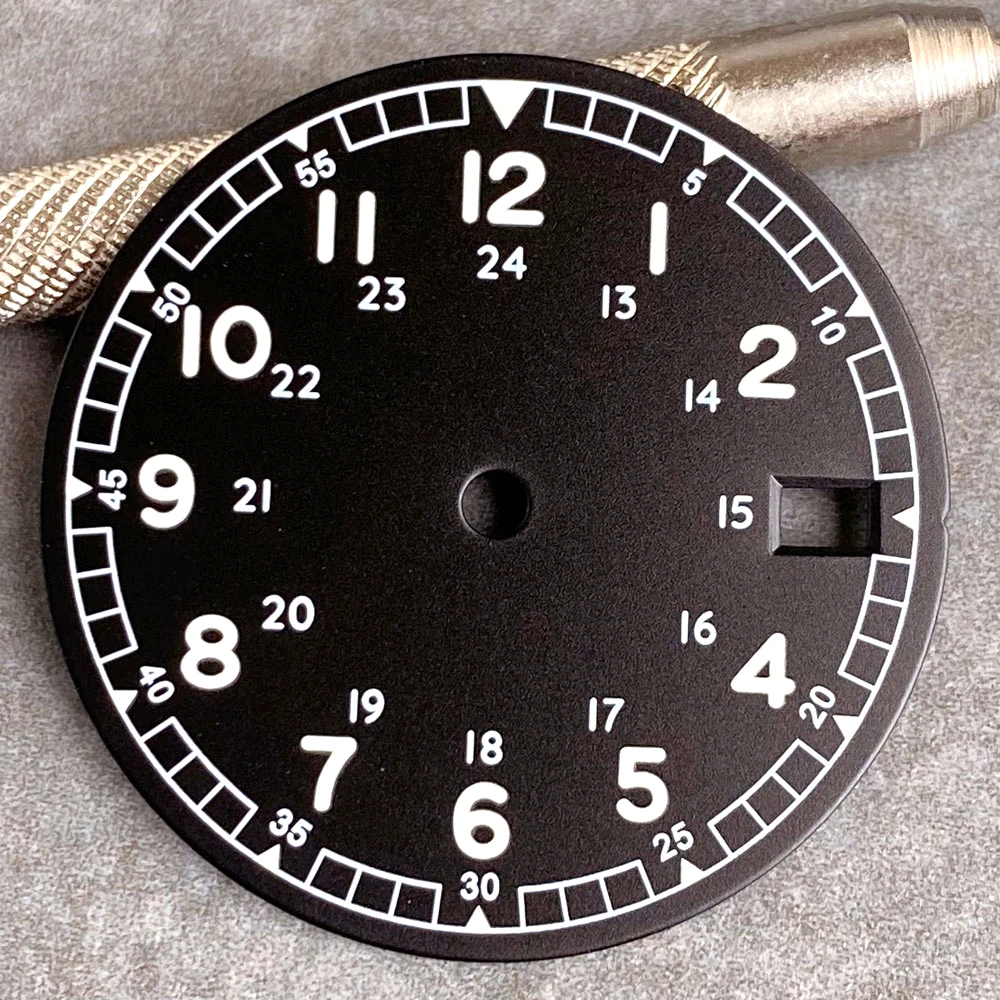 NH35A Uhr Ersatz Zifferblatt Pliot Zifferblatt für NH35 NH36 Automatische Männer Weiß Schwarz Lachs Zifferblätter Datum Fenster – Detail 9