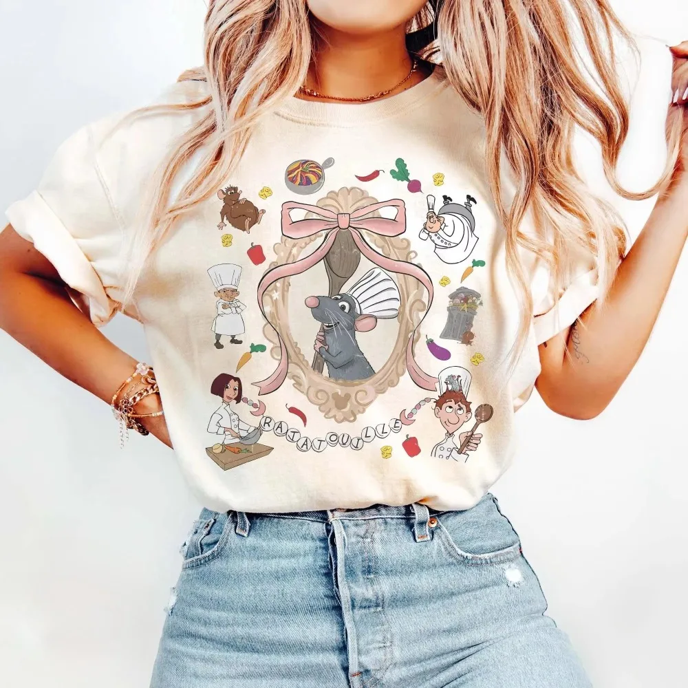 الرجعية Coquette القوس الشيف الصغير ريمي الراحة الألوان ريمي راتاتوي تي شيرت أي شخص يمكن أن يطهي ديزني لطيف ماوس قميص تي شيرت #2