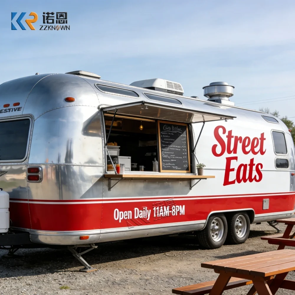 

Custom Blue Mobile Kitchen Trailer Commercial Fast Food Cart Compliant Mobile Vending Stall for Business