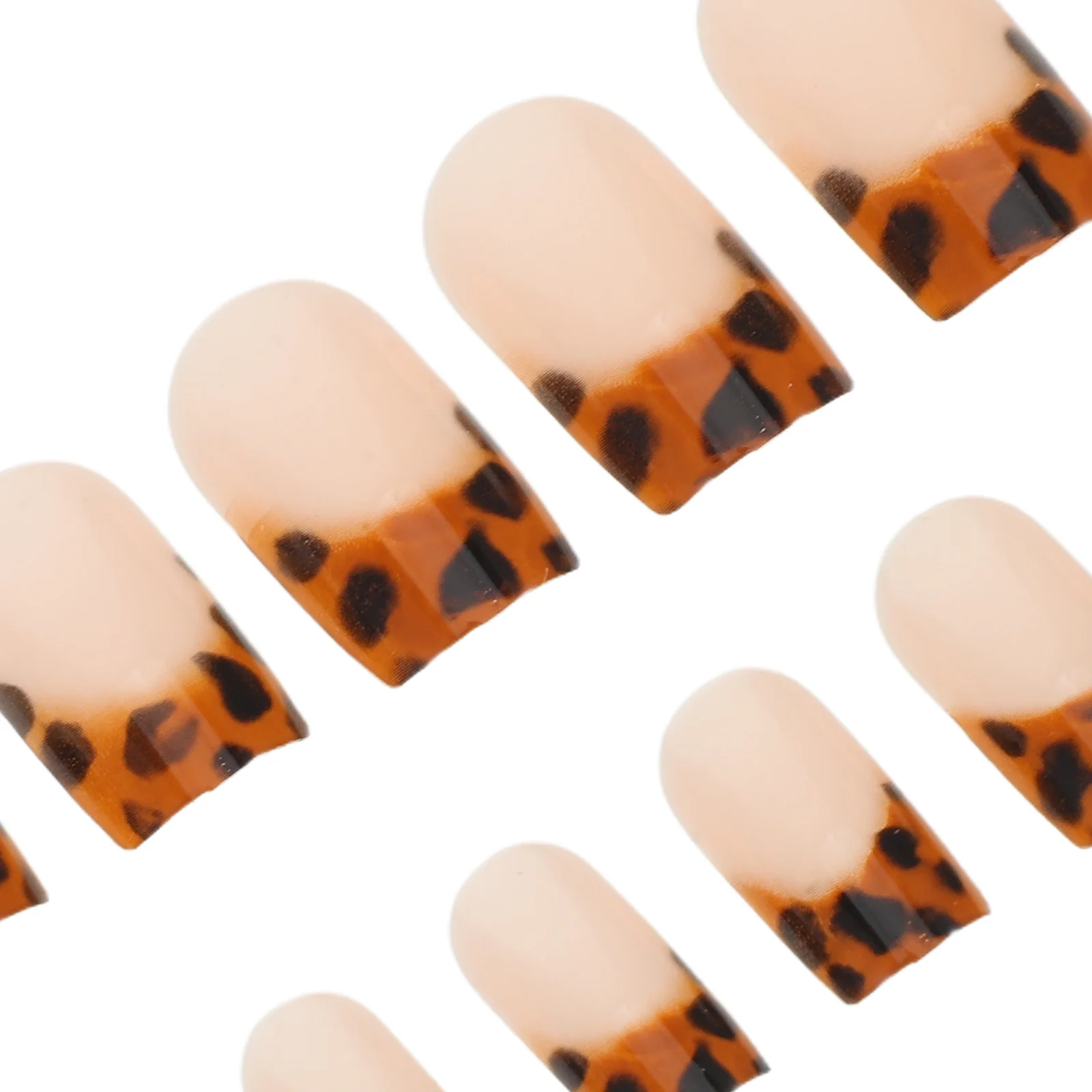 24 قطعة من الأظافر الاصطناعية بنقشة الفهد، تغطية كاملة بطول متوسط، أظافر لاصقة للنساء سهلة الإزالة للمانيكير