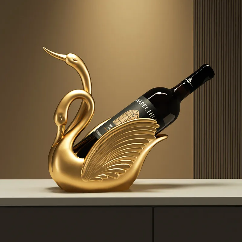 Light Luxury Swan Wine Rack Wine Holder Storage Shelf Wear-Resistant Resin Sideboard Wine Cabinet Desktop Decor Ornament