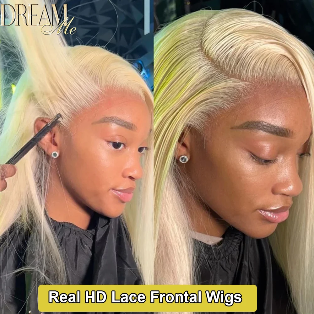 Dream Me 613 Blonde Skinlike Real HD Lace 13x4 Full Frontal Wigs Silk Straight Ultra HD 13X6 Lace Front Wig Human Hair For Women