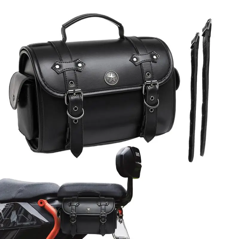 

Motorcycle storage bag Punk motorcycle hanging bag Outdoor riding waterproof modification bag Saddle Leather storage bag