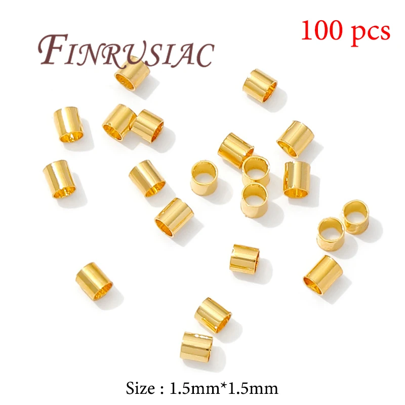 18K vergoldete Crimp-Perlen für die Schmuckherstellung, Crimp-Röhren-Endperlen, Drahtschutz für Schmuck, DIY-Zubehör