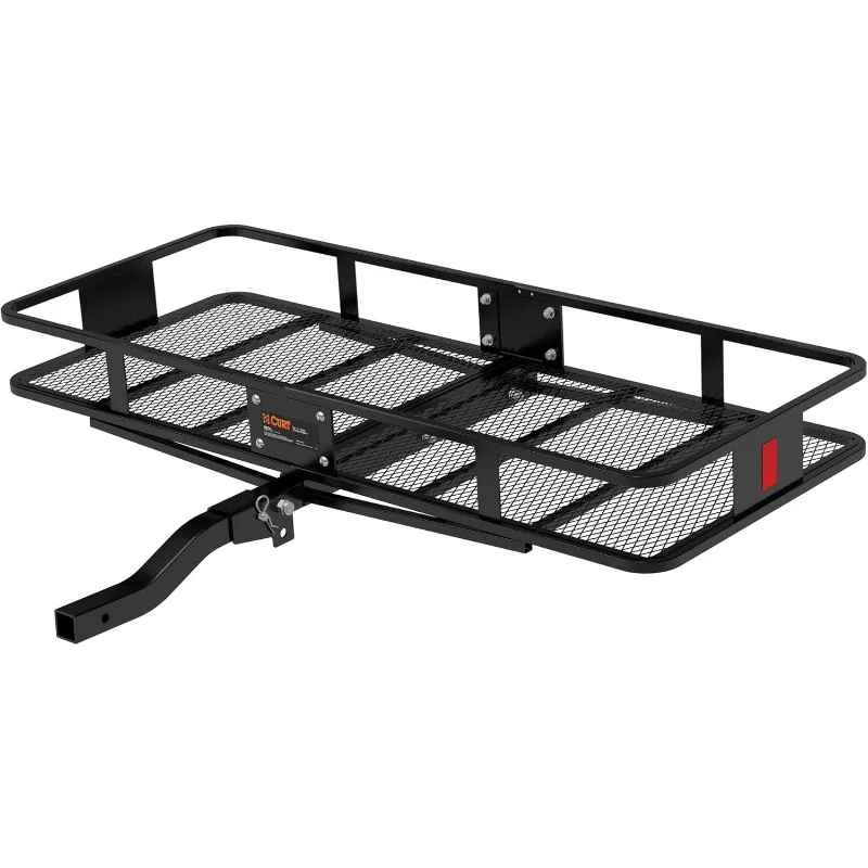 CURT 18153 60 x 24-Inch Basket Hitch Cargo Carrier, 500 lbs Capacity, Black Steel, 2-In Folding Shank