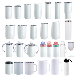 Sublimation Blank Straight Cup Stainless Steel Water Bottles Tumbler Coffee Mug Cup Vacuum Flasks DIY Insulated Thermos 6OZ-30OZ