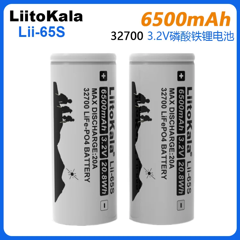 LiitoKala LII-65S 3.2V 32700 6500mAh LiFePO4 Bateria 35A Descarga Contínua Máxima 55A Baterias de Alta Potência