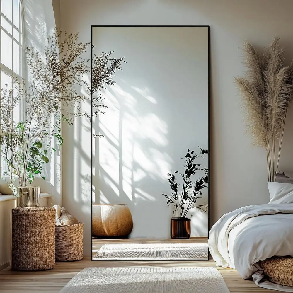 

Wall ull Length Mirror,Standing Mirror ull Body,Large loor or Wall Door Bedroom Bathroom Living Room with Aluminium e(with Stand