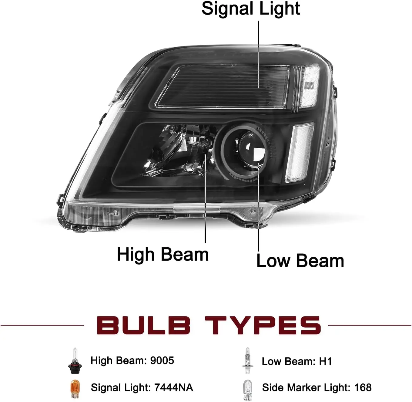 Halogen Headlights Assembly Fits for 2010-2015 GMC Terrain SUV SL/SLT/SLE Bulbs Included Projector Factory Headlamp Driver & Pas