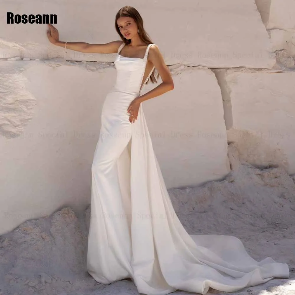 Exquisite Ivory A-line Wedding Dress Sleeveless 2024 New Design Open Back Bride Dresses Brush Train Floor Length robe de mariée