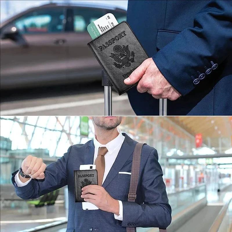 Embossed Pattern PU Leather Passport Holder Slim Document Cover Protector for Men and Women Daily or Travel Trip